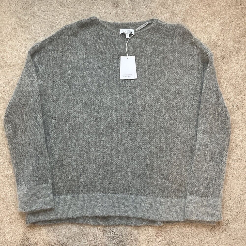 & Other Stories Sweater Womens Large Gray Mohair Dolman Sleeve Sheer Oversized